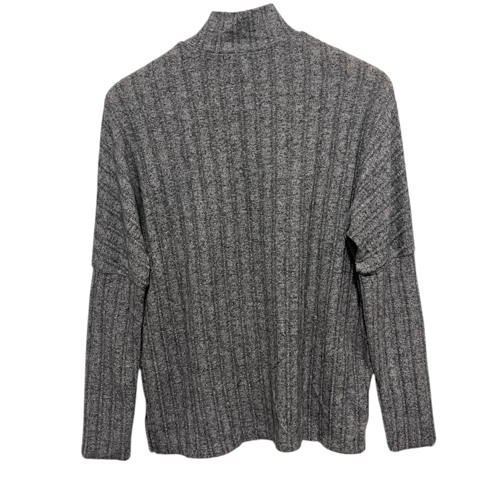 Anthropologie Eri & Ali Mock Neck Ribbed  Sweater Gray Women's Sweater Size XS - Picture 3 of 8